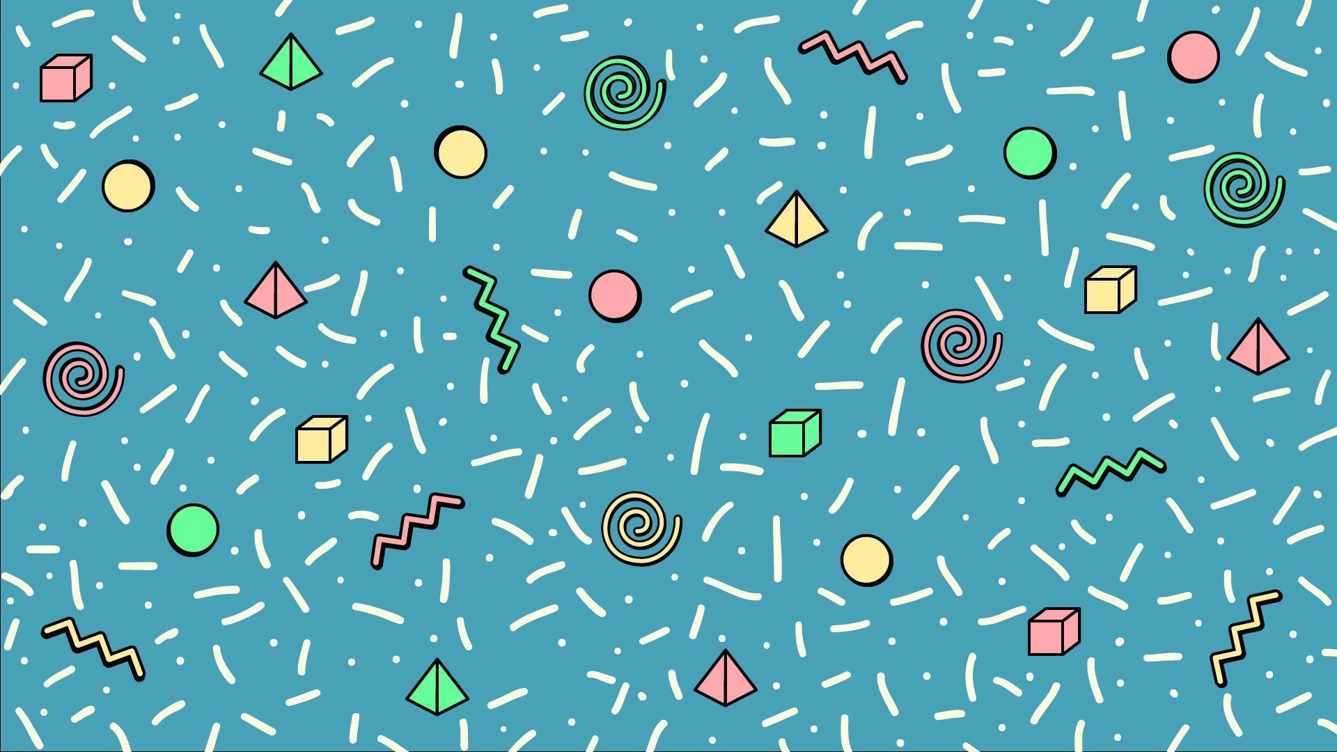 A pattern of colorful objects on blue background - Computer