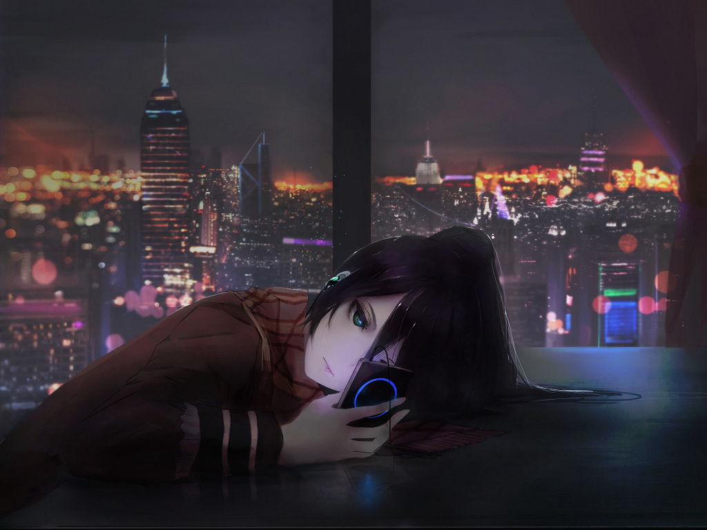 Wallpaper anime girl, cityscape, original desktop wallpaper, HD image, picture, background, 553c5a