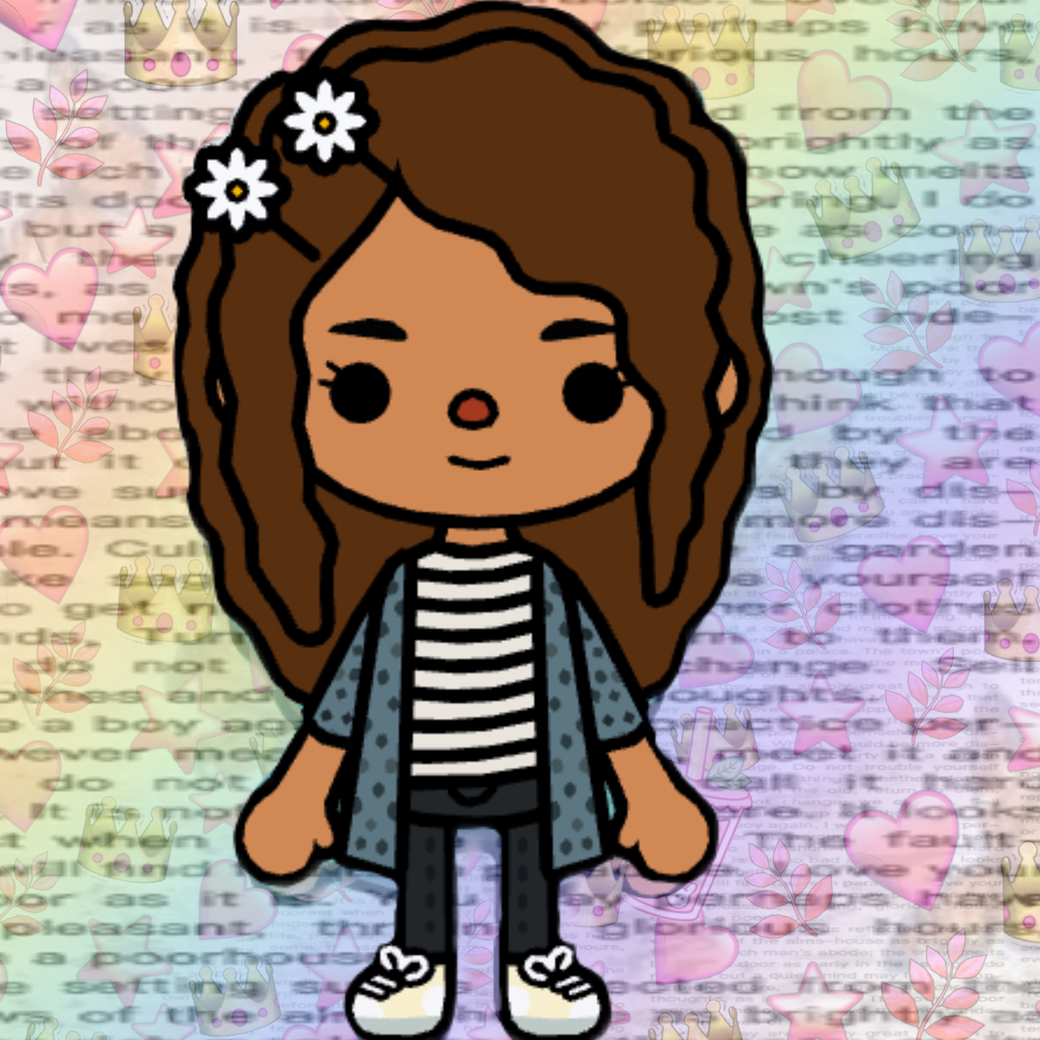 A cartoon girl with brown hair and glasses - Toca Boca