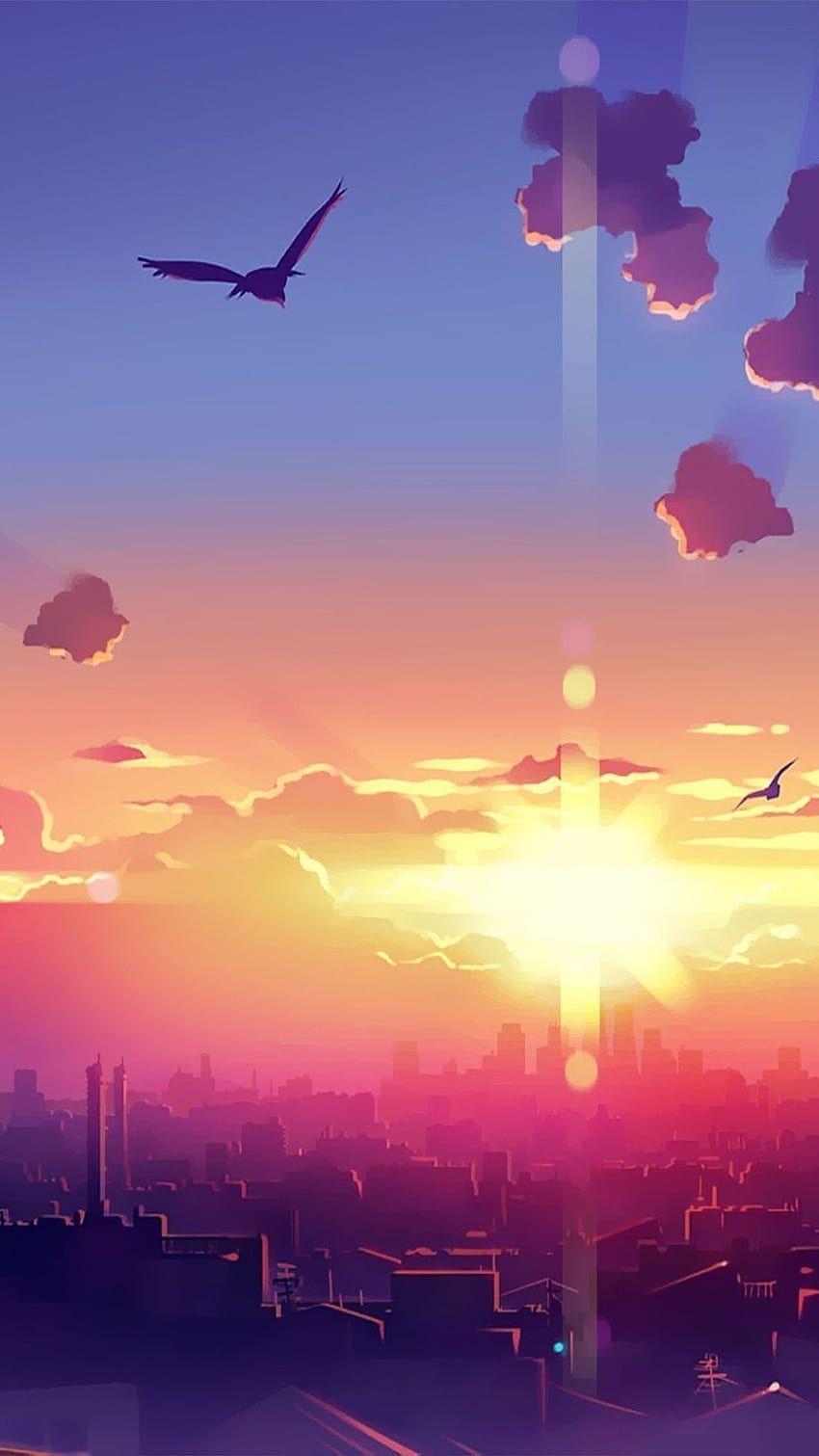 Anime aesthetic sunset HD wallpaper