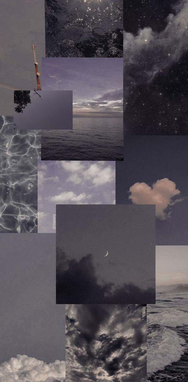 A collage of pictures with clouds and water - Collage