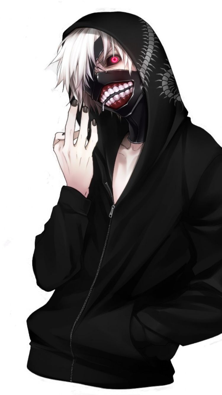 Tokyo Ghoul anime character with a black hoodie and a mask - Tokyo Ghoul