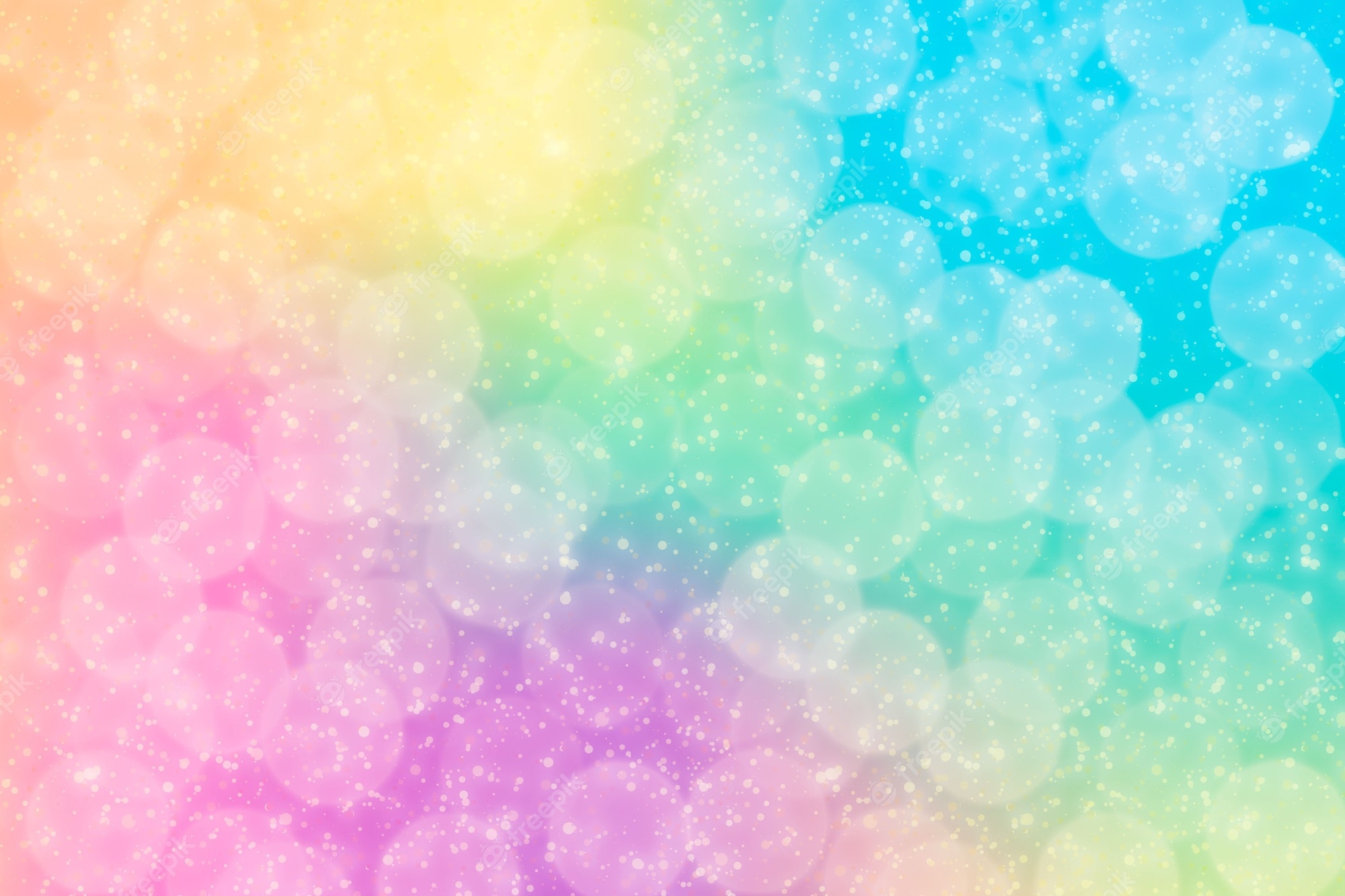 A colorful background with bubbles and stars - Pastel rainbow