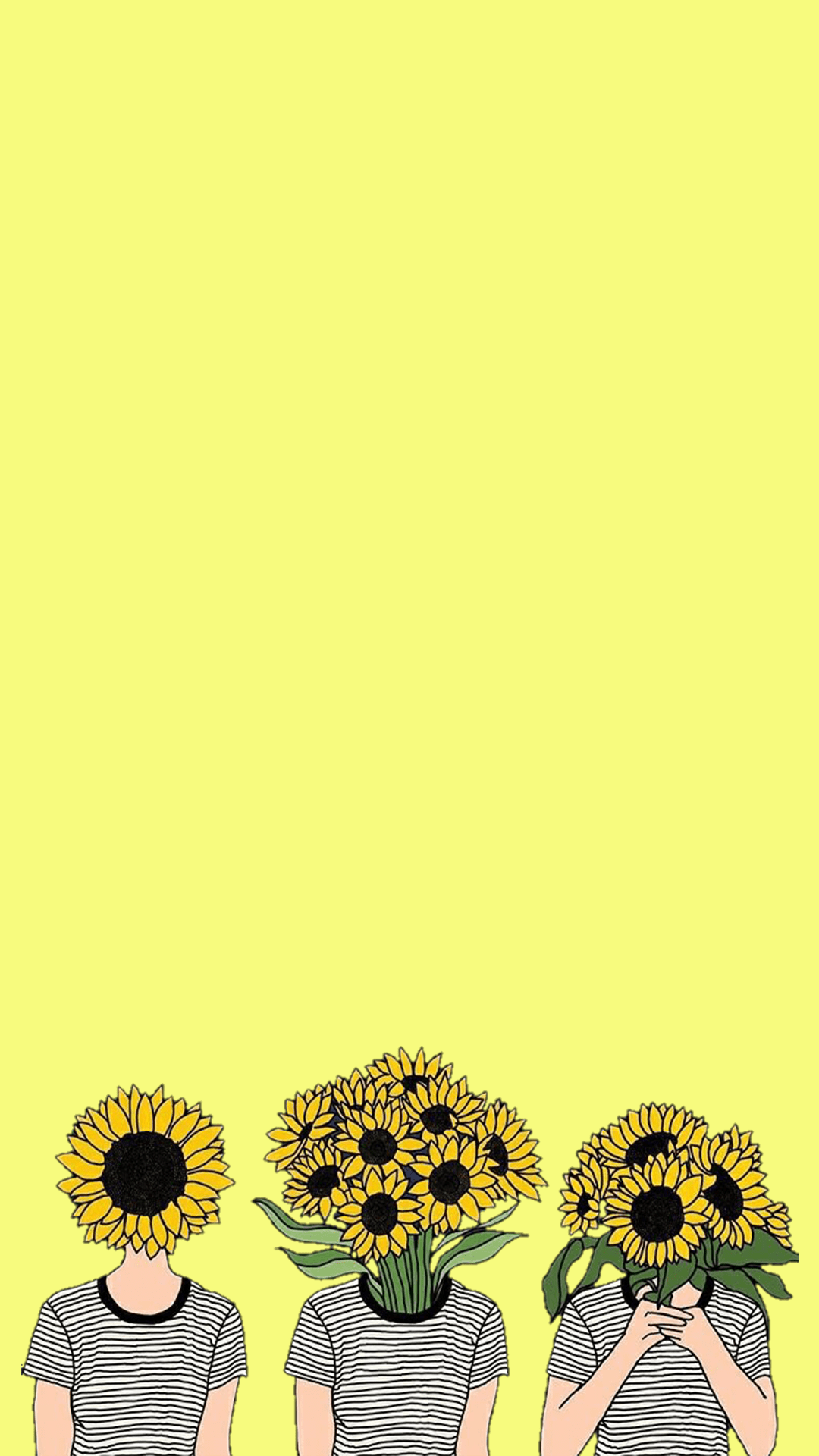 Aesthetic wallpaper for phone with sunflowers. - Yellow, light yellow, pastel yellow
