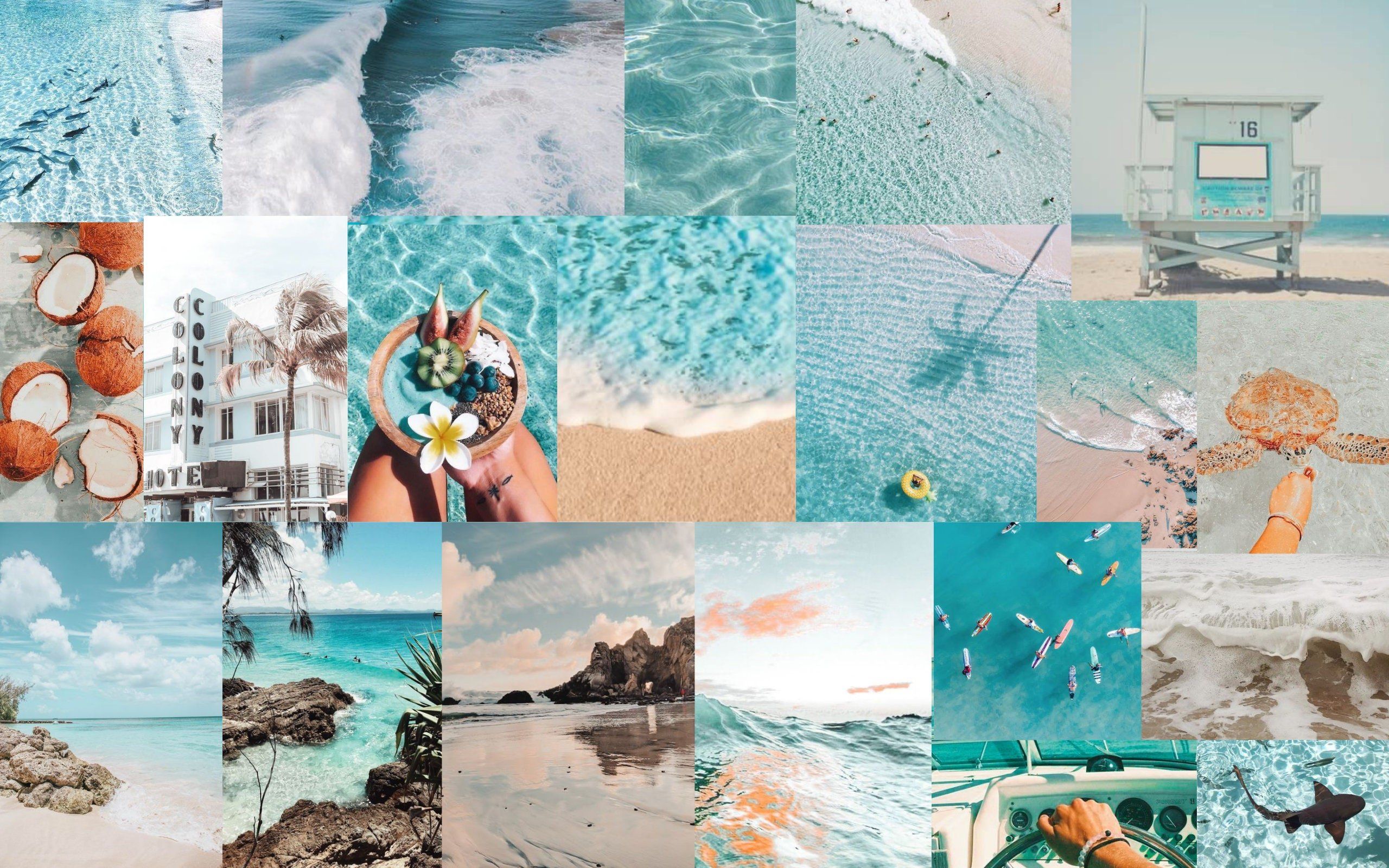 A collage of pictures with different scenes - Beach