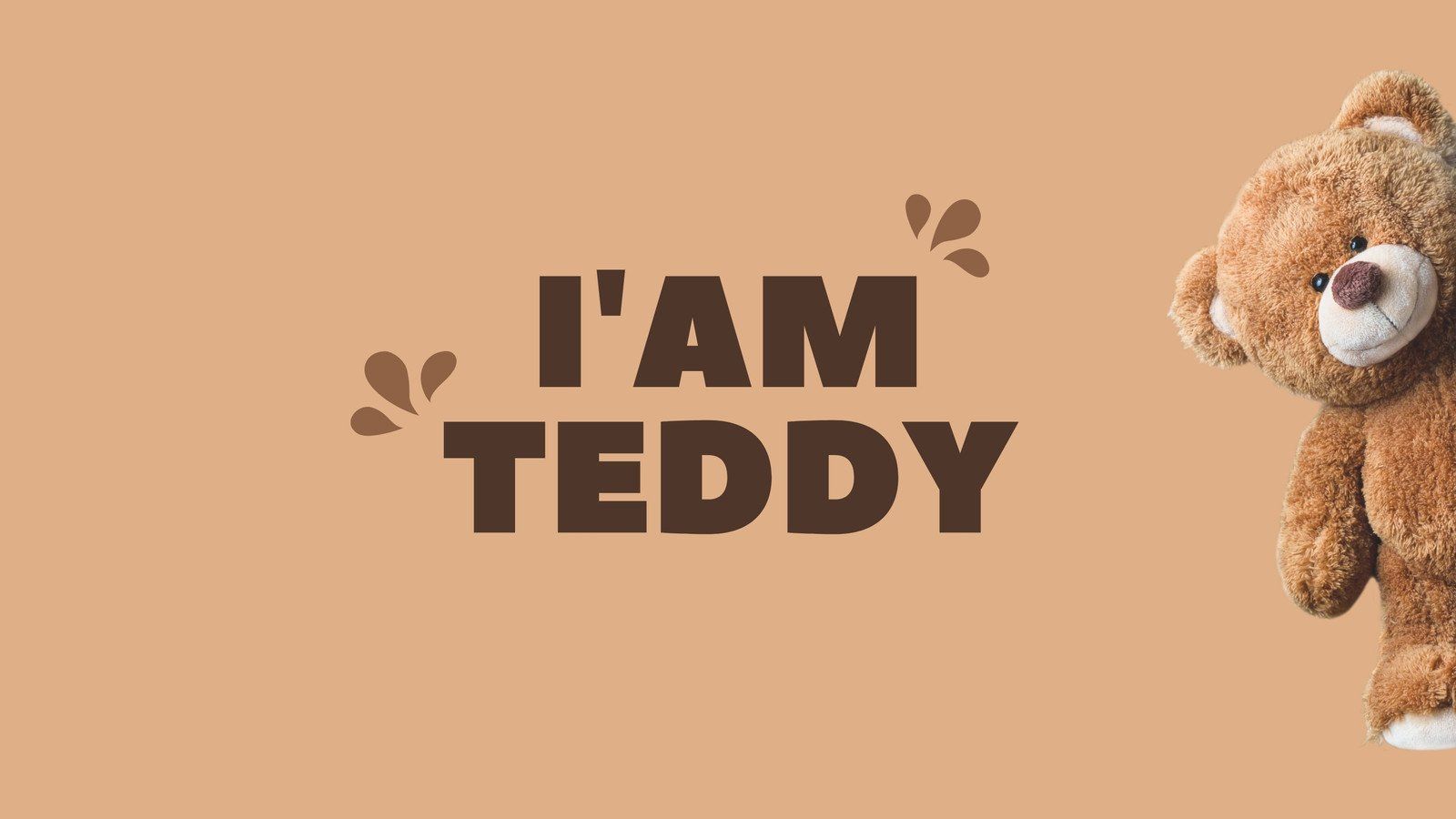 A brown teddy bear with the words i am tedy - Teddy bear