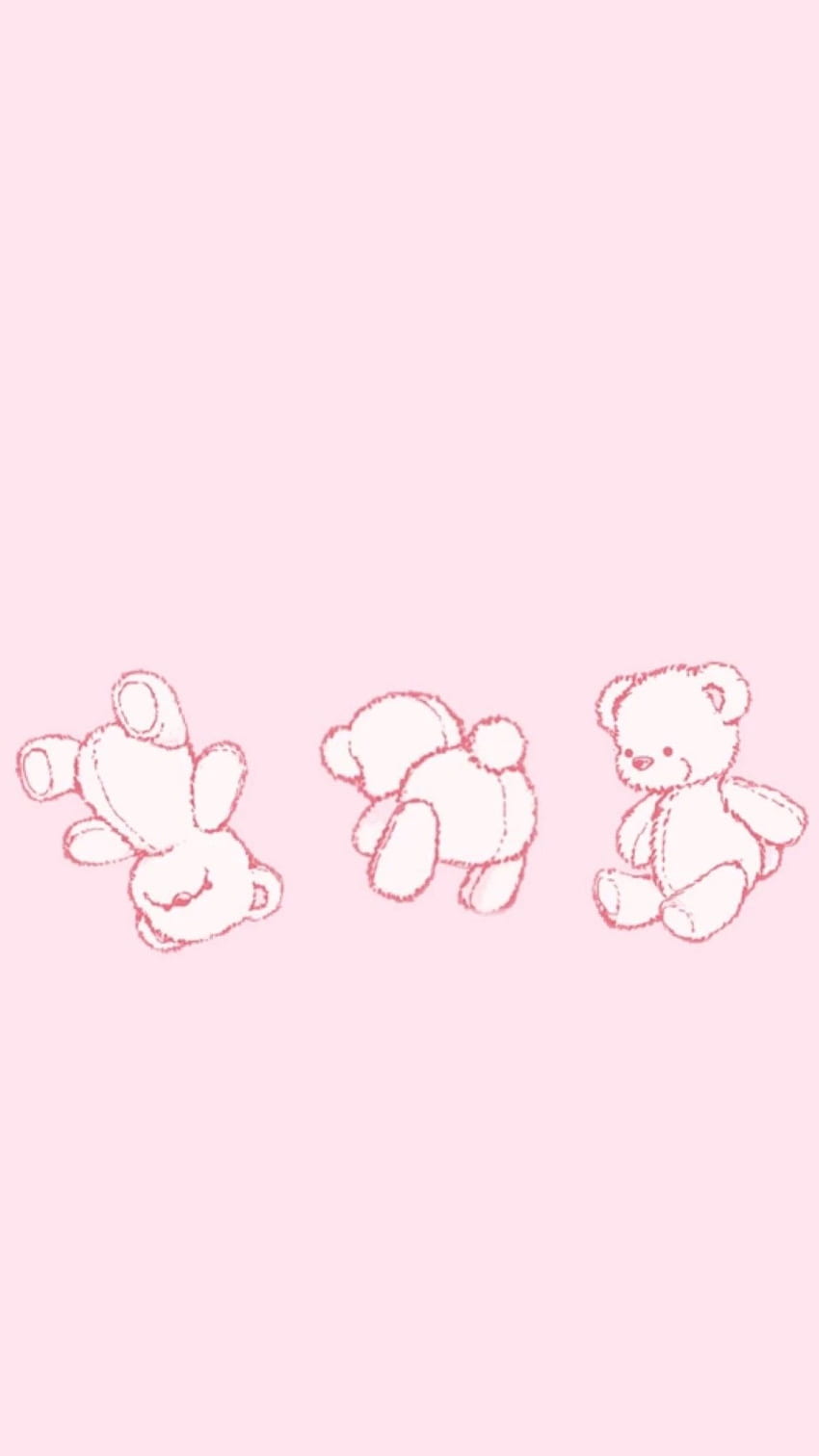 A drawing of three teddy bears on pink background - Teddy bear