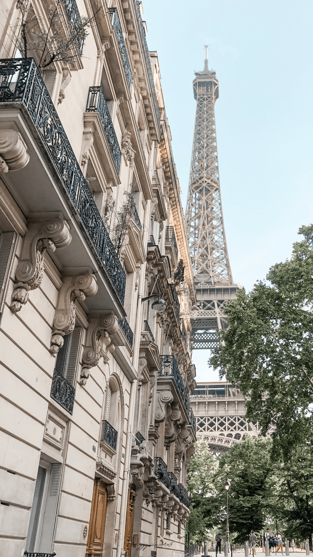 A street view of the Eiffel Tower in Paris, France. - Paris