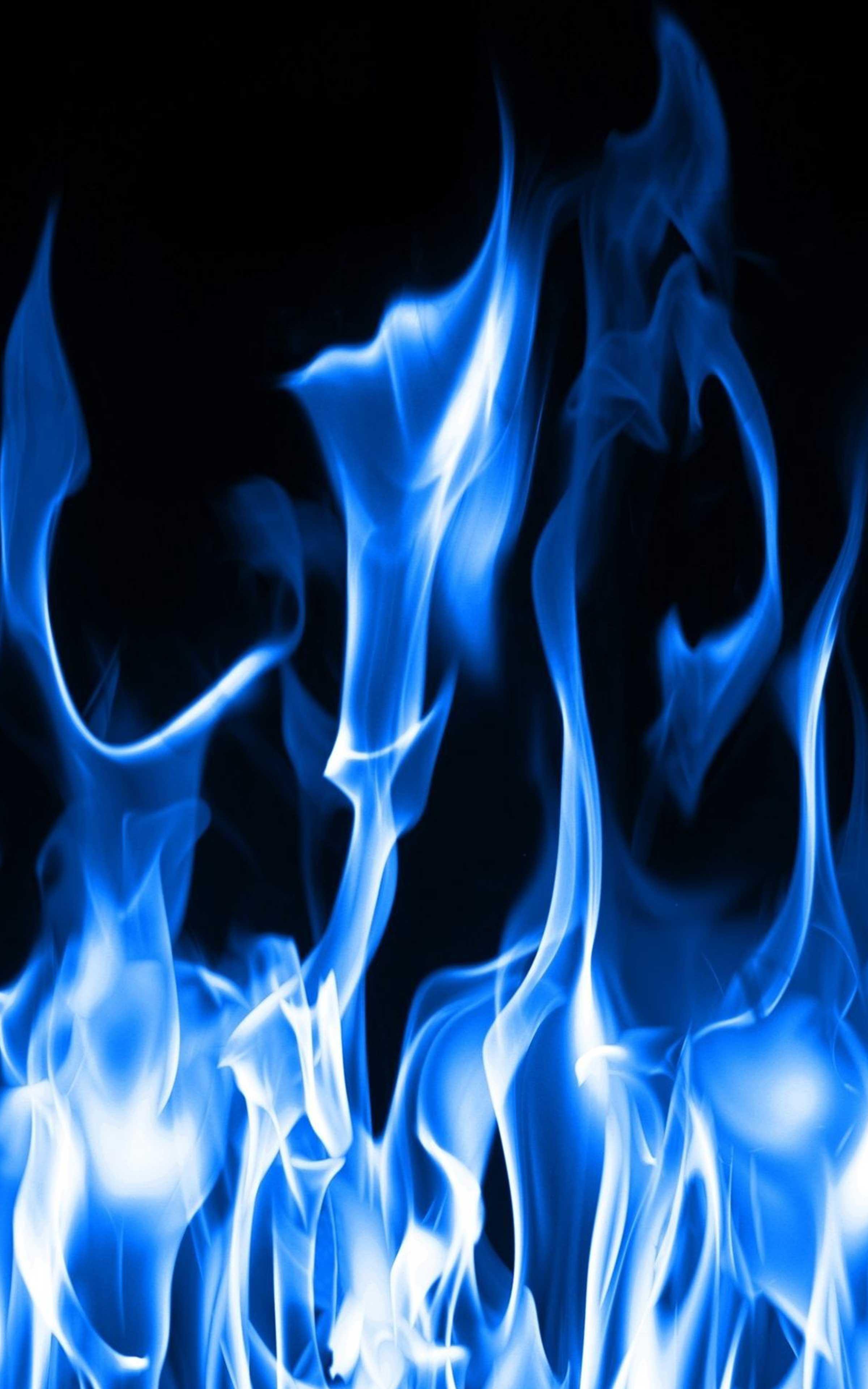 Blue fire on a black background - Flames
