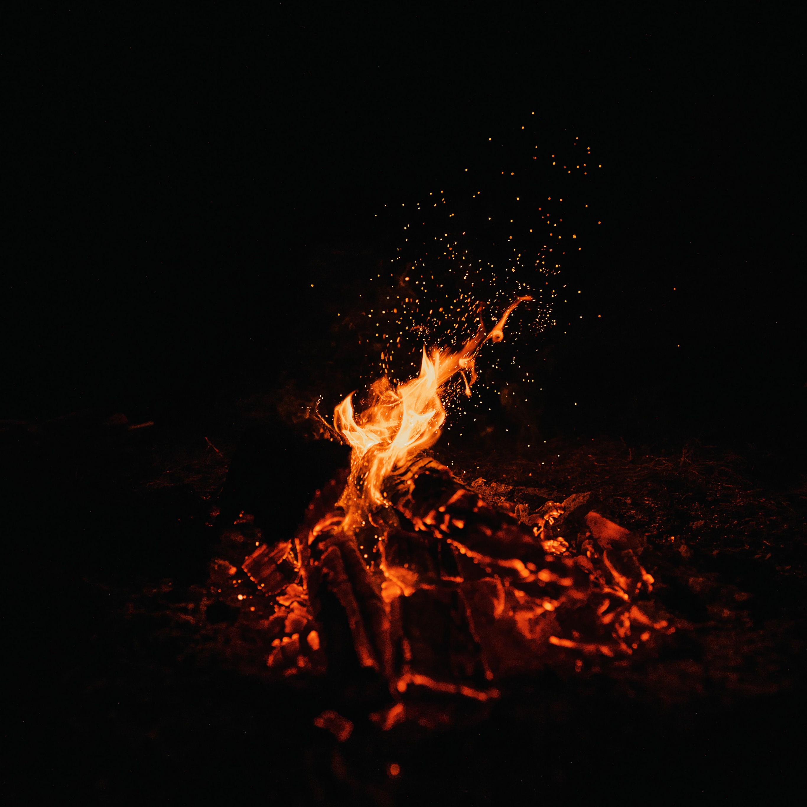 Bonfire Wallpaper 4K, Dark, Black background, Photography