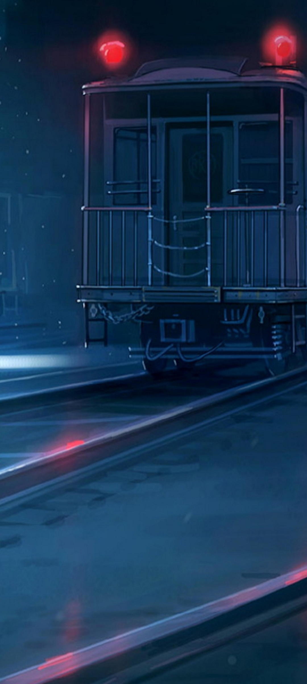 A train is on the tracks at night - 1080x2400