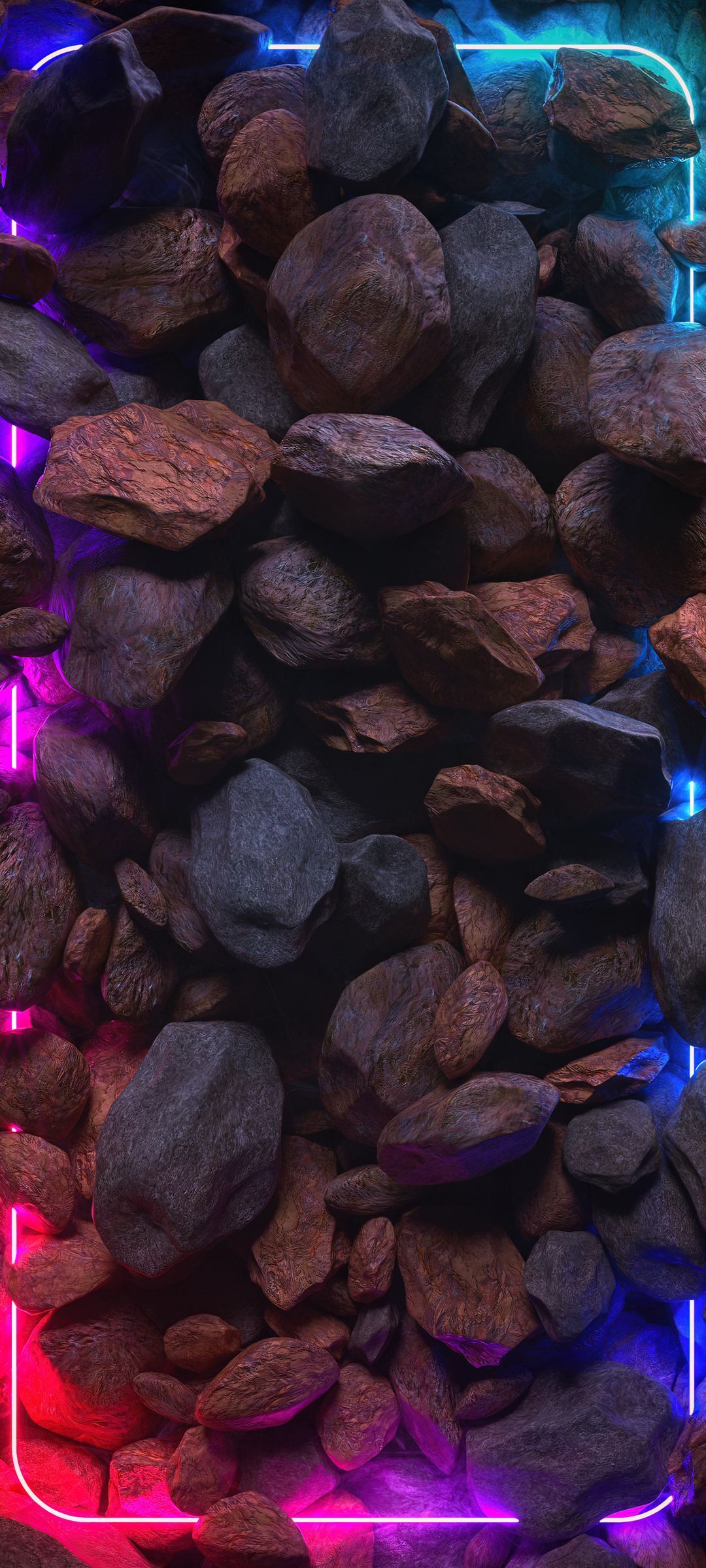 Download Stones and neon, Stones, Neon, Glow Wallpaper in 1080x2400 Resolution