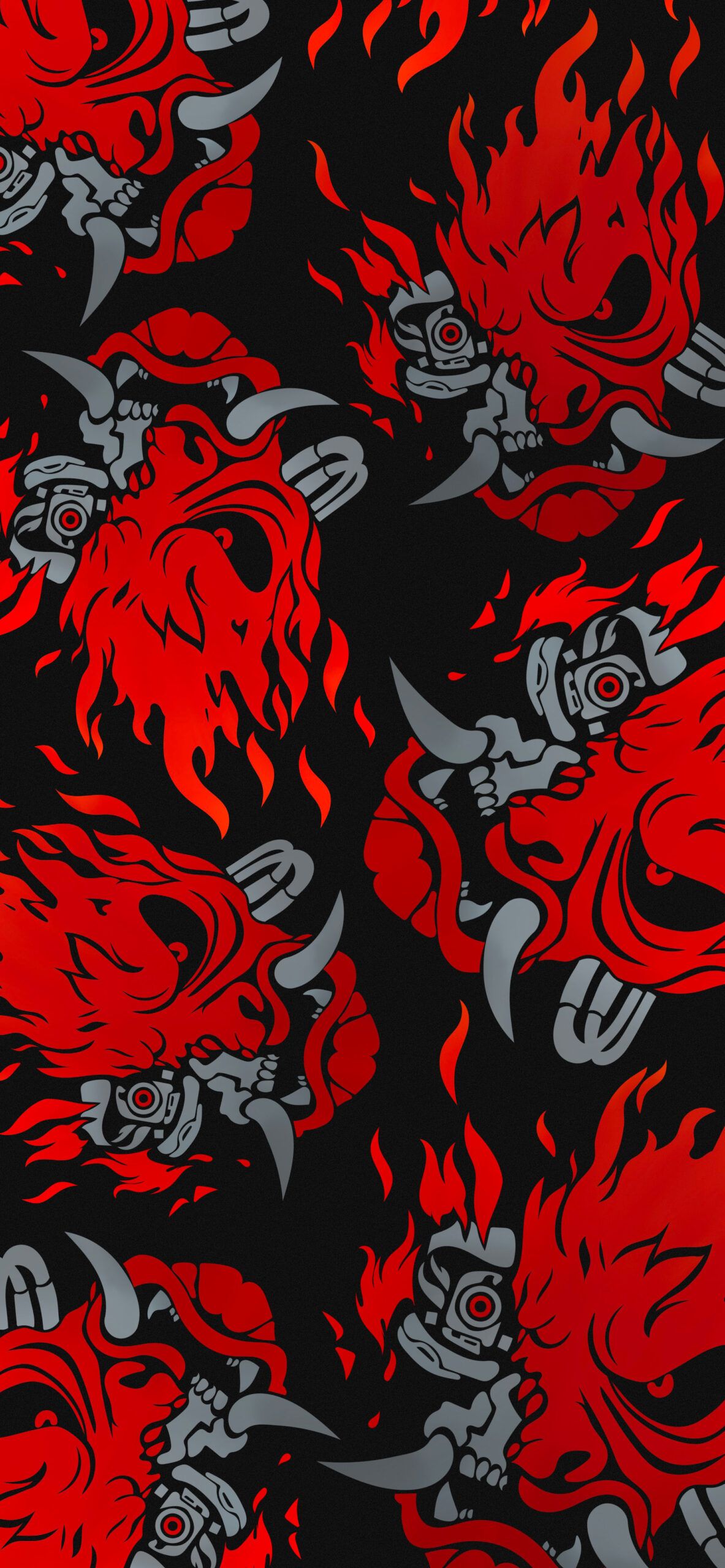 A pattern of red and black flames - Samurai