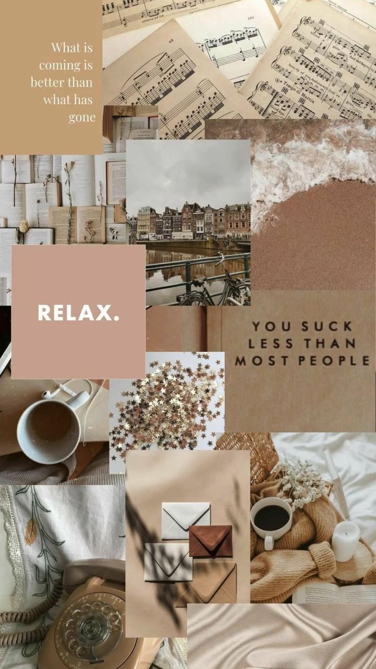 Neutral Collage Aesthetic. Cute wallpaper for ipad, iPhone wallpaper, Digital wallpaper