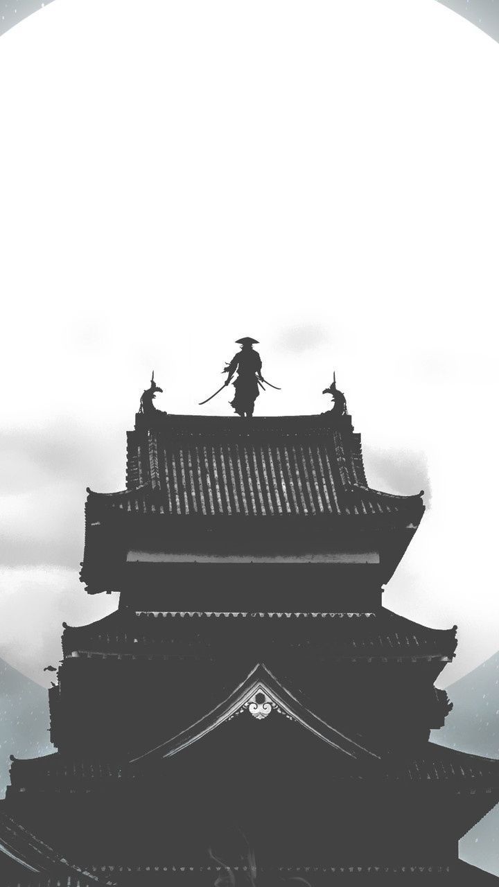 Samurai standing on the roof of a temple - Samurai