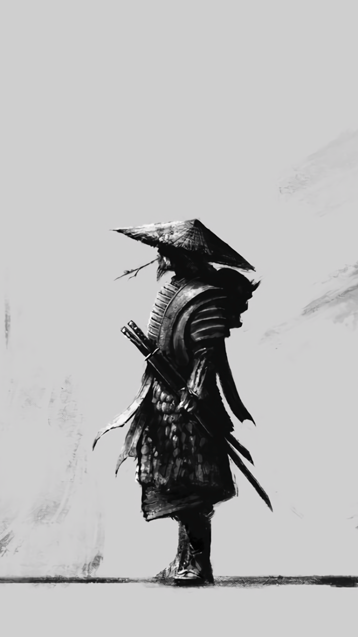 Samurai warrior with a sword on a white background - Samurai