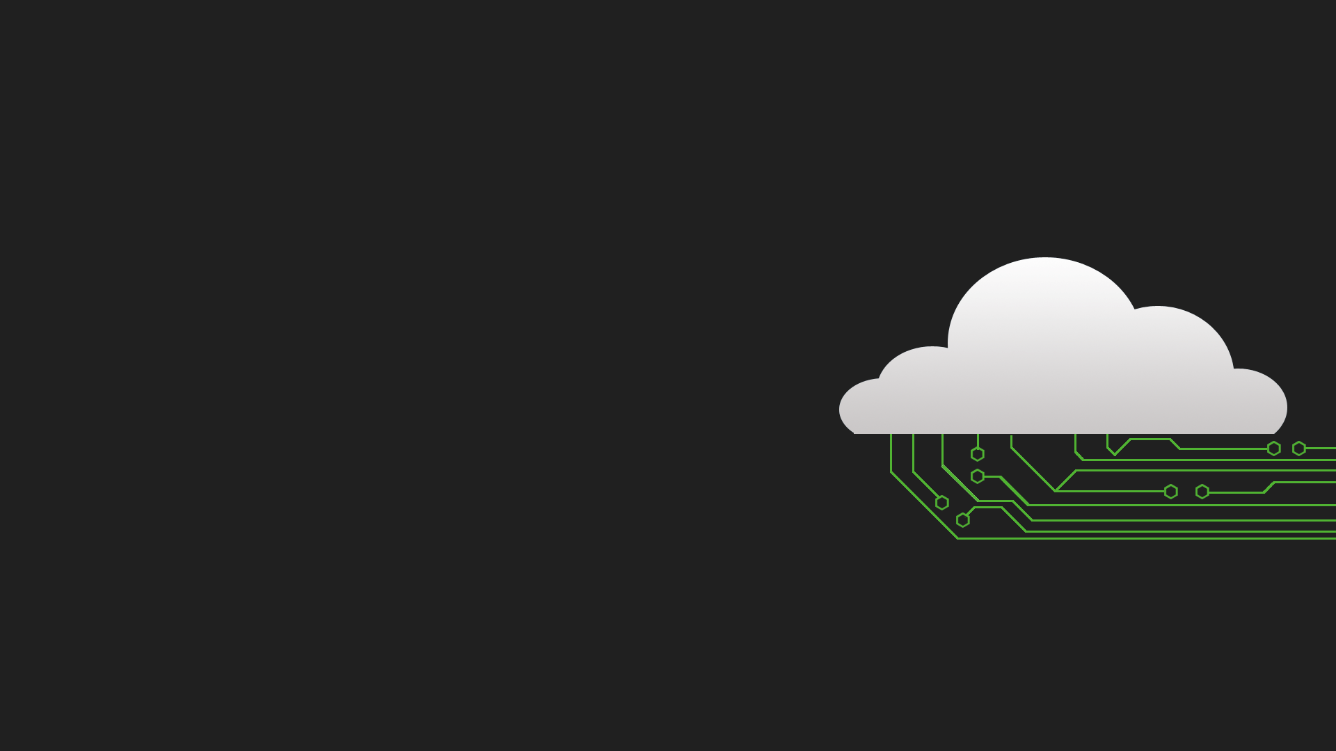 A cloud with circuit board on black background - Technology