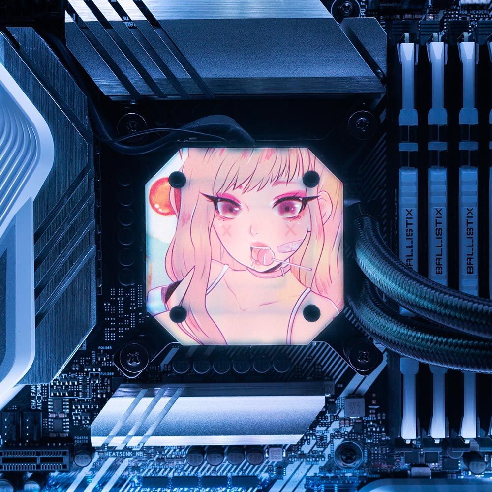 A computer with an image of the girl on it - Technology