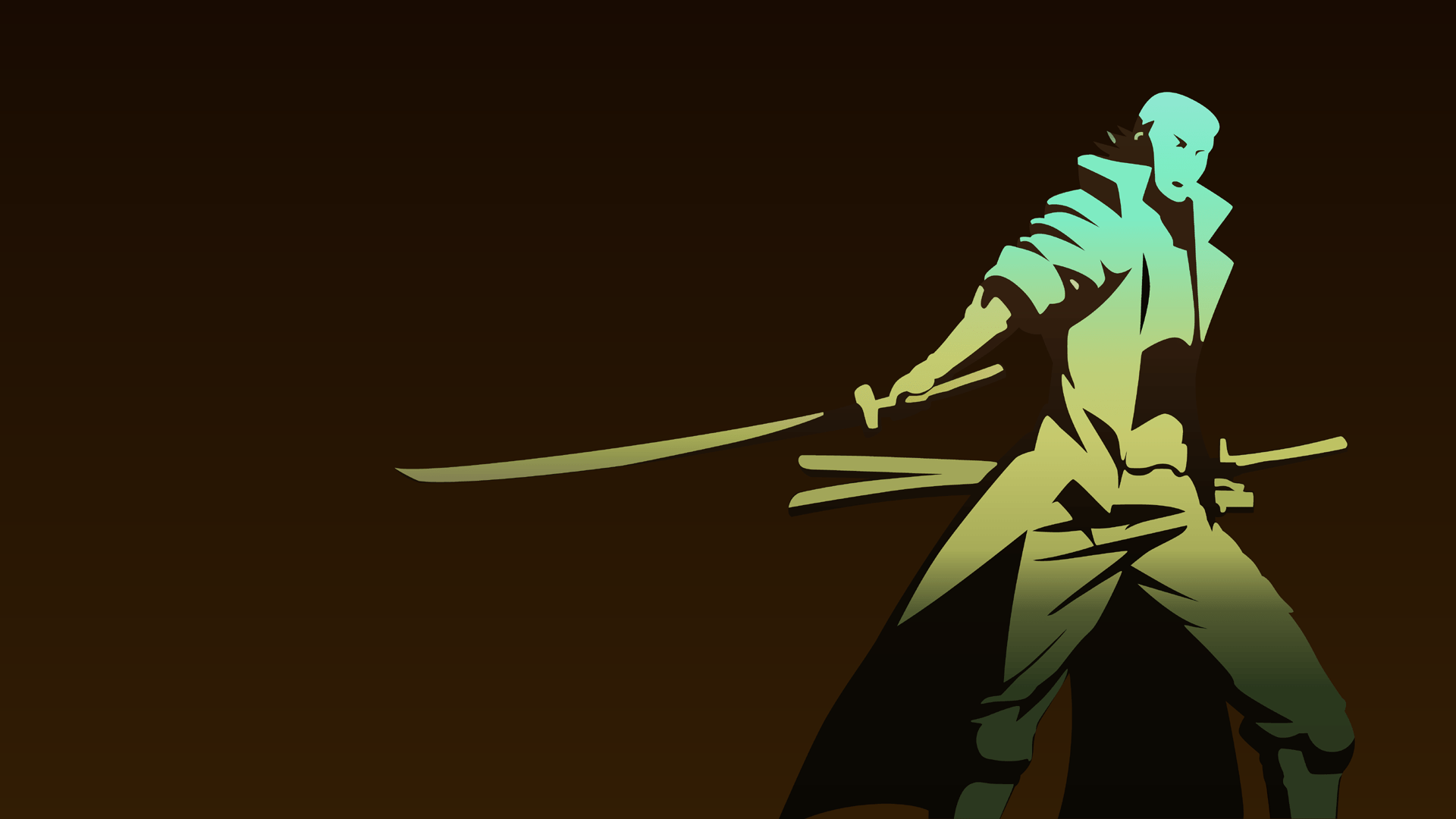 A man holding two swords in the dark - Samurai