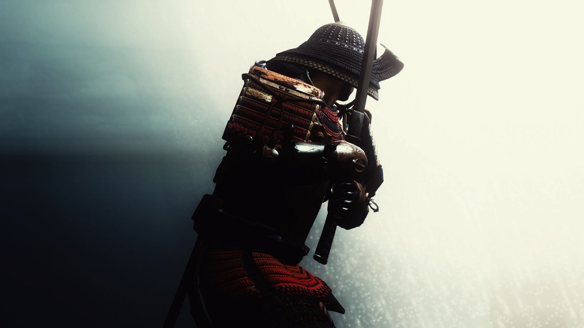 A man in armor holding two swords - Samurai