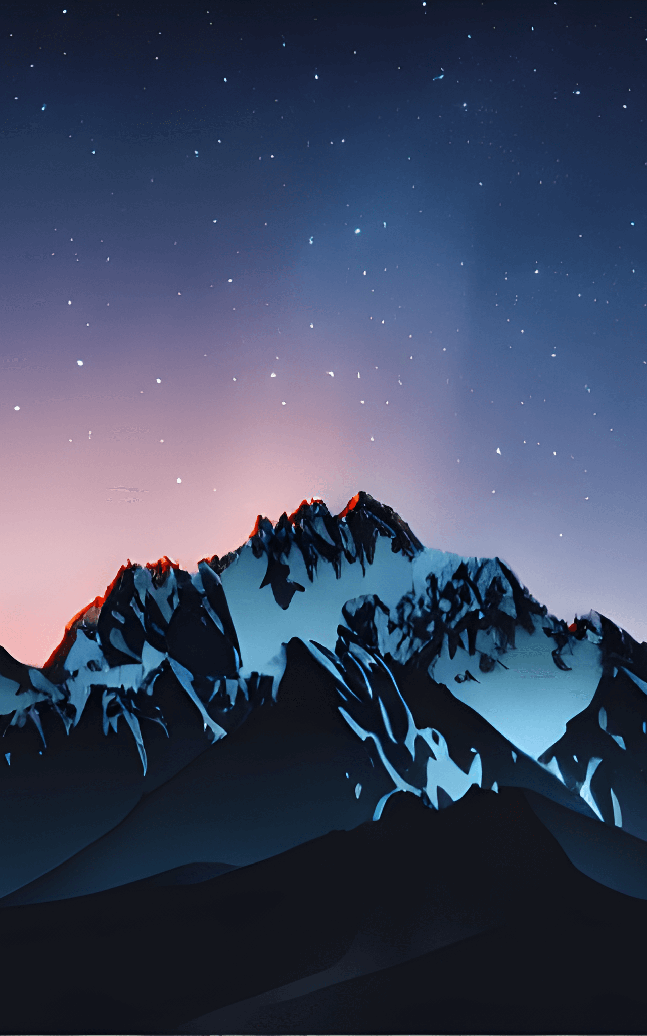 A mountain range with stars in the sky - Scenery