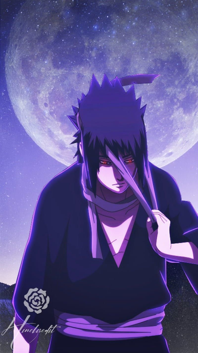 Sasuke Uchiha II, aesthetic, anime, edit, naruto, purple, uzumaki, HD phone wallpaper