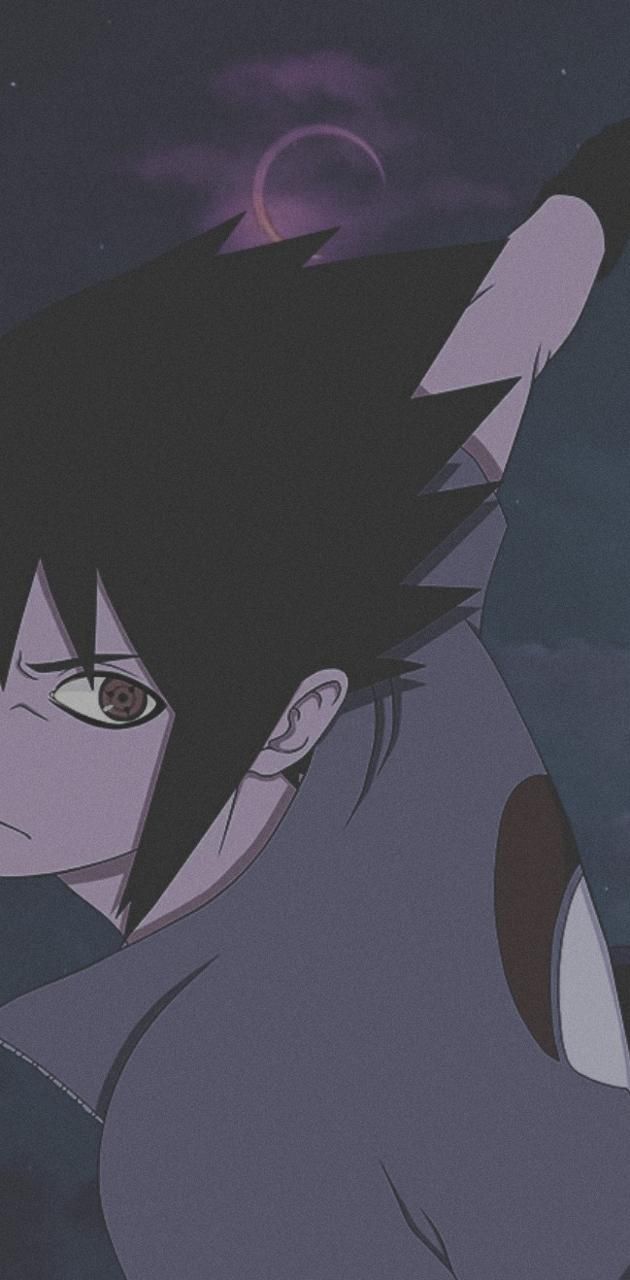 A young man with black hair and an orange shirt - Sasuke Uchiha