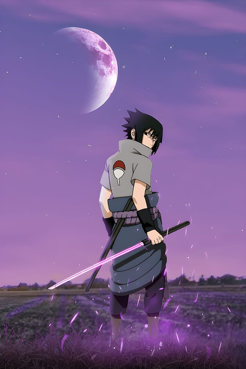 A person holding two swords in the field - Sasuke Uchiha