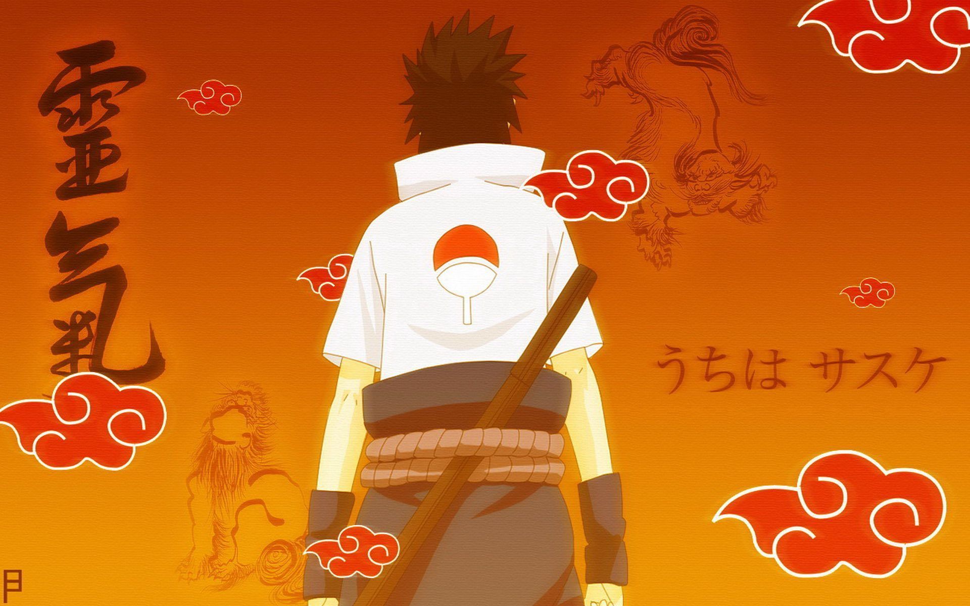 A man with anime style clothing and holding two swords - Sasuke Uchiha
