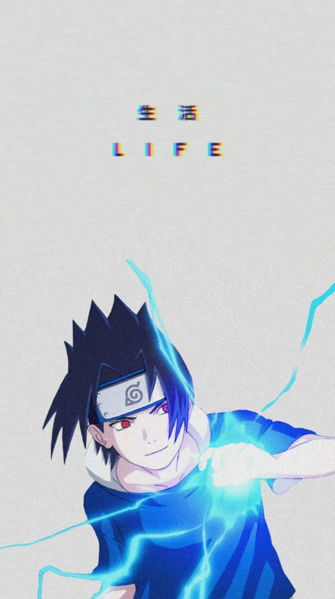 A man with blue hair and lightning in his hand - Sasuke Uchiha