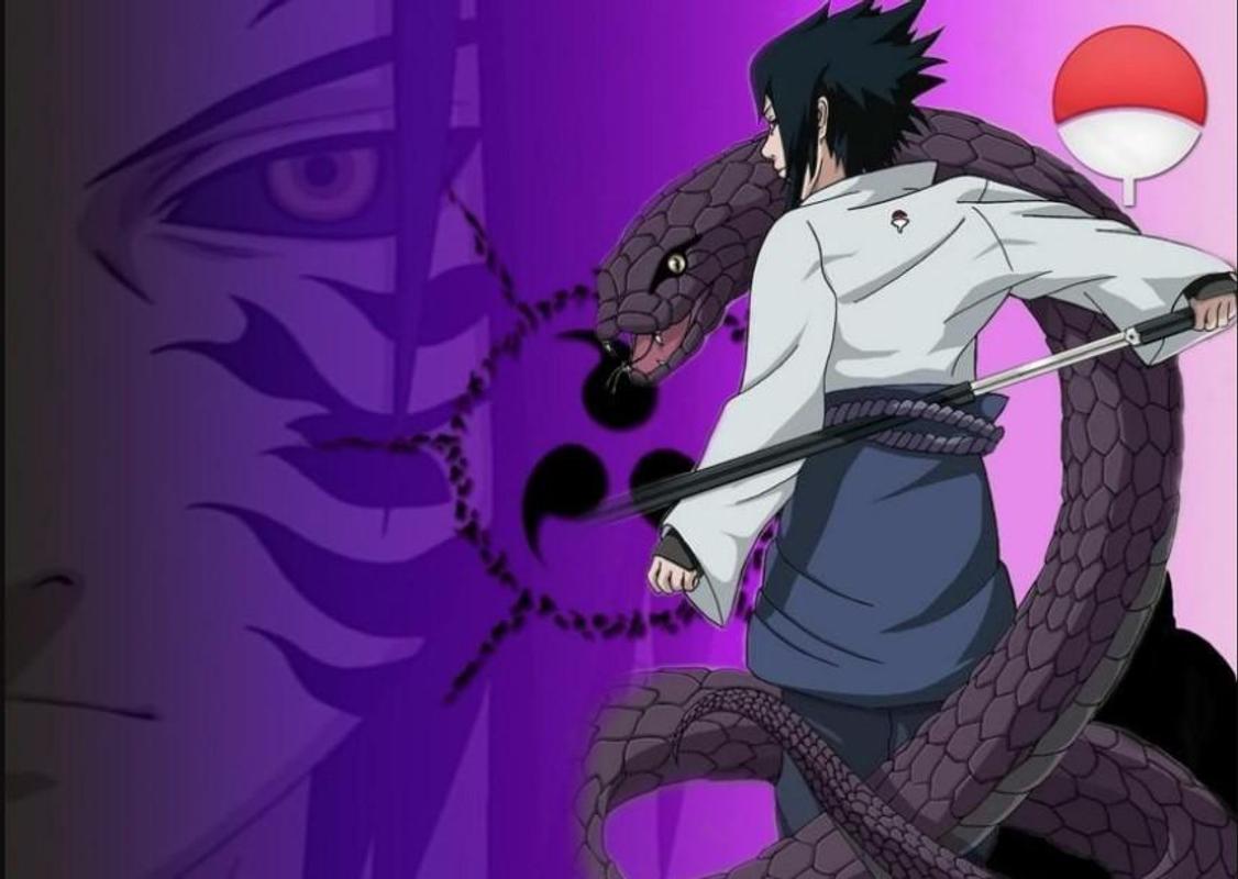 Sasuke with his sharingan and his snake - Sasuke Uchiha