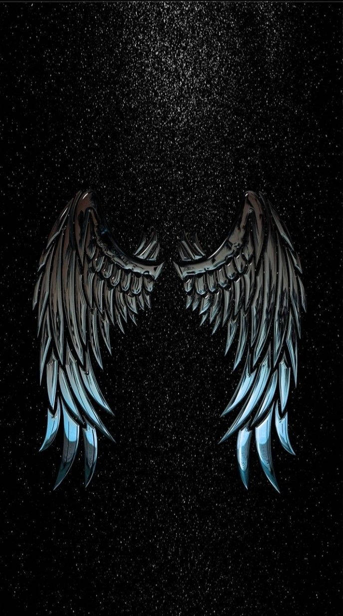Angel wings on a black background - Wings