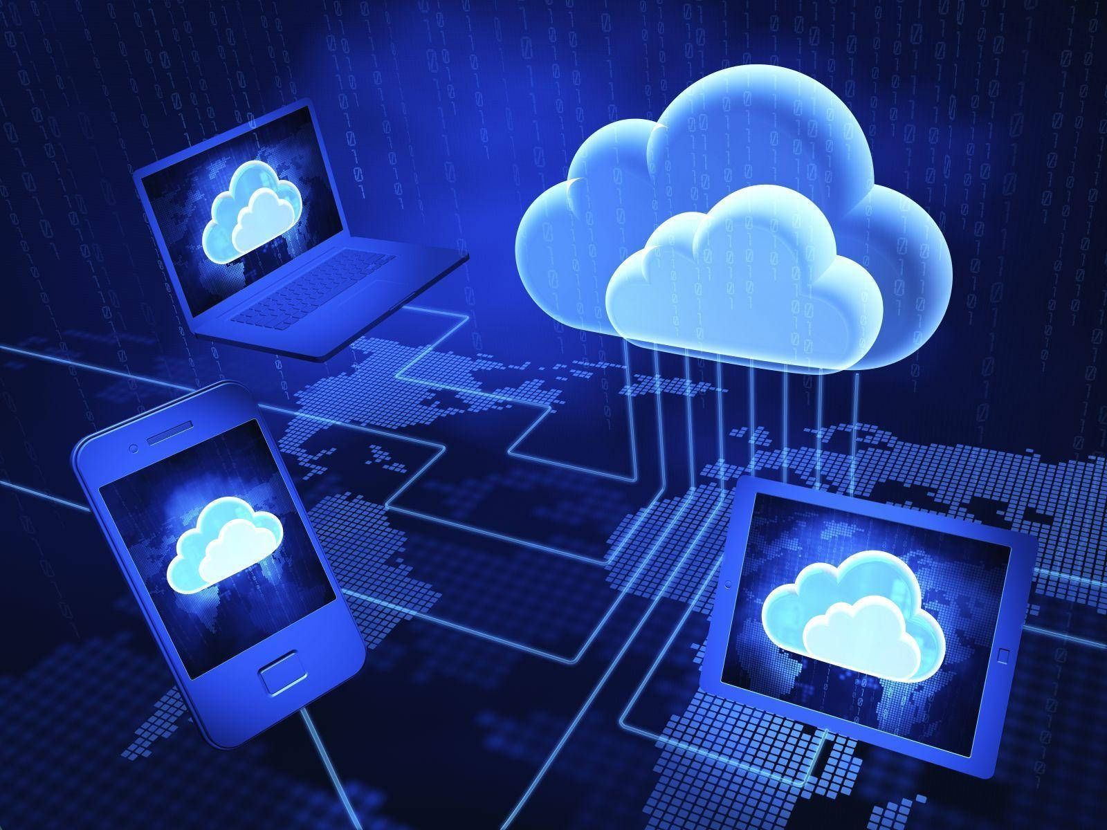 Download Cloud Storage Technology Dark Blue Aesthetic Wallpaper