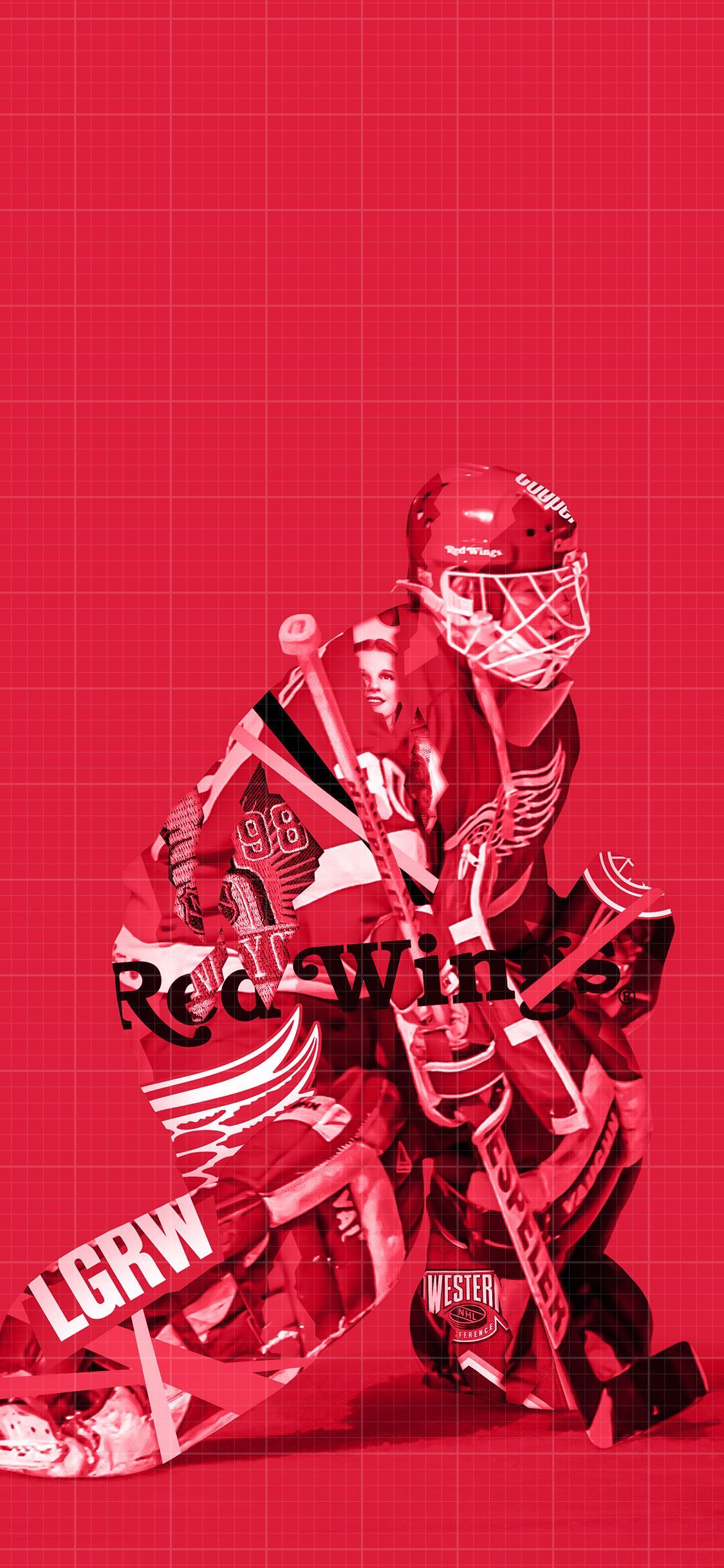 A collage of a goalie with his equipment. - Wings