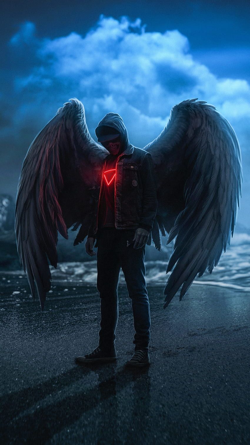 A person with wings and red eyes - Wings