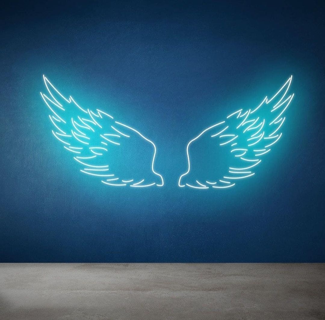 freetoedit #background #blue #wings #wall #remixit. Neon signs, Wings wallpaper, Neon wallpaper
