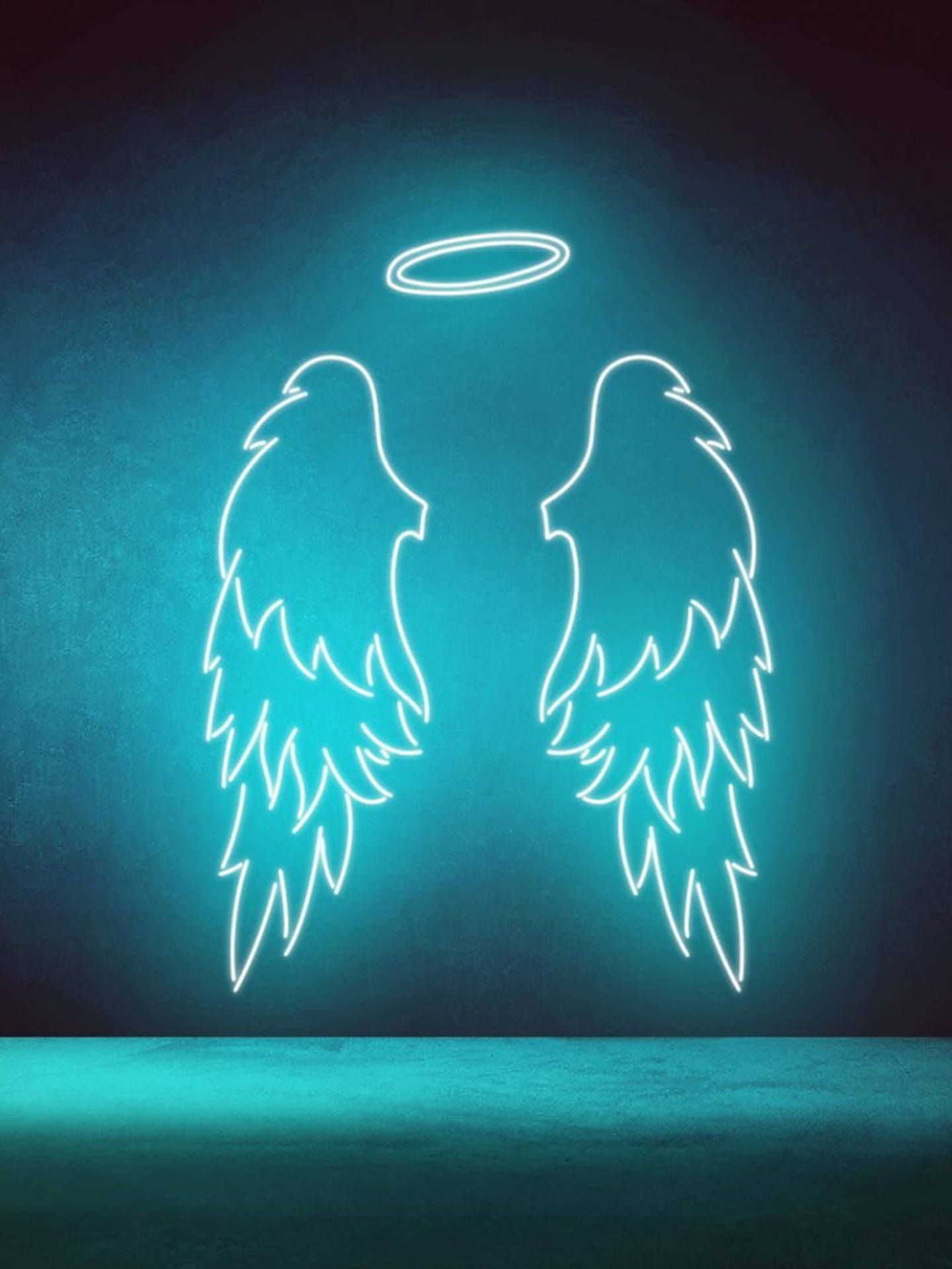 Neon sign of an angel's wing and halo - Wings