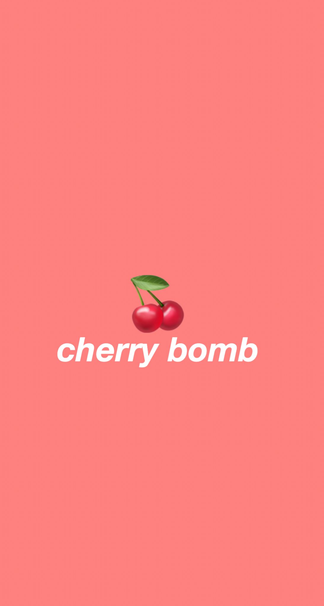 Aesthetic wallpaper with cherry bomb written in white font with cherries in the middle. - Cherry