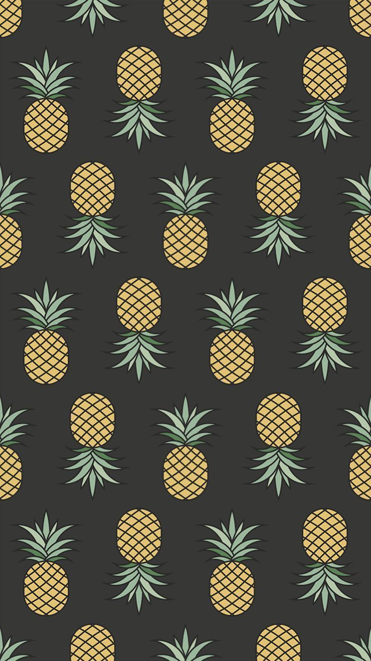 A pattern of pineapples on black background - Pineapple