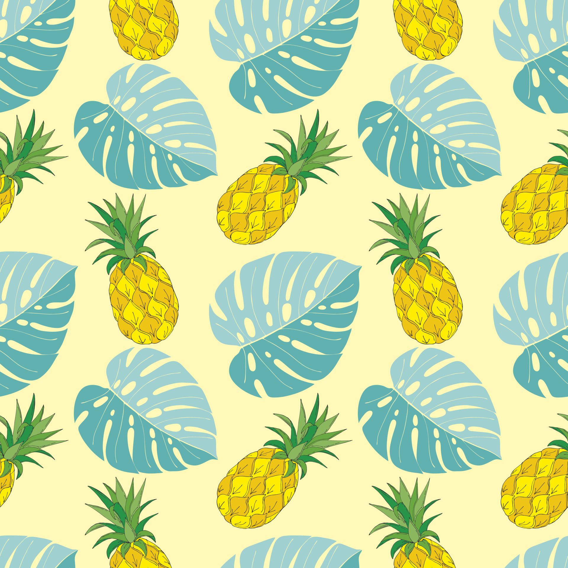 A pattern of pineapples and tropical leaves - Pineapple