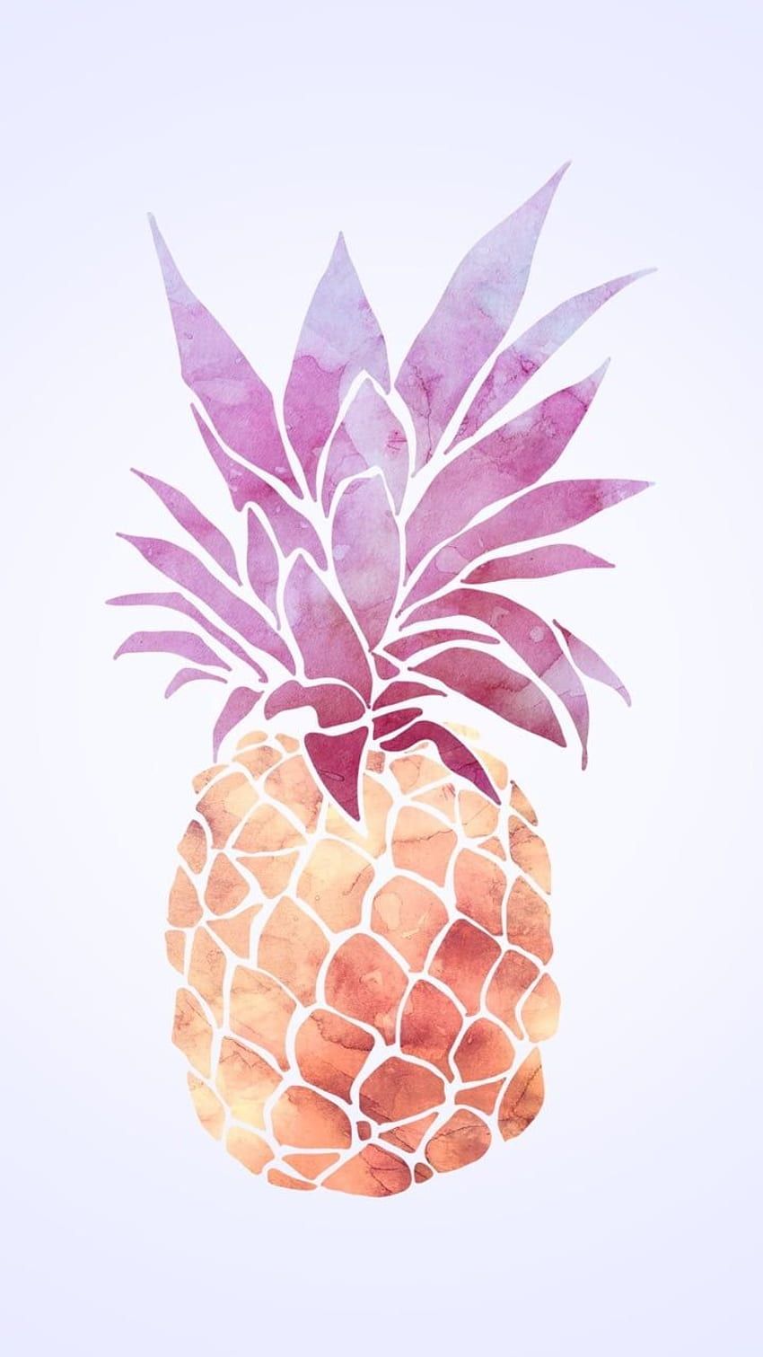 A pineapple illustration in purple and orange. - Pineapple