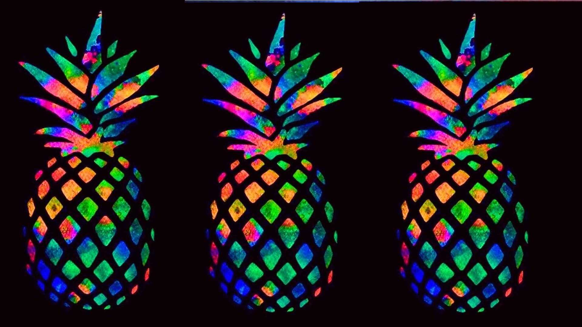 A poster with three pineapples in different colors - Pineapple