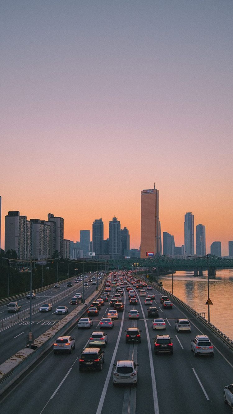 A highway with many cars on it - Seoul