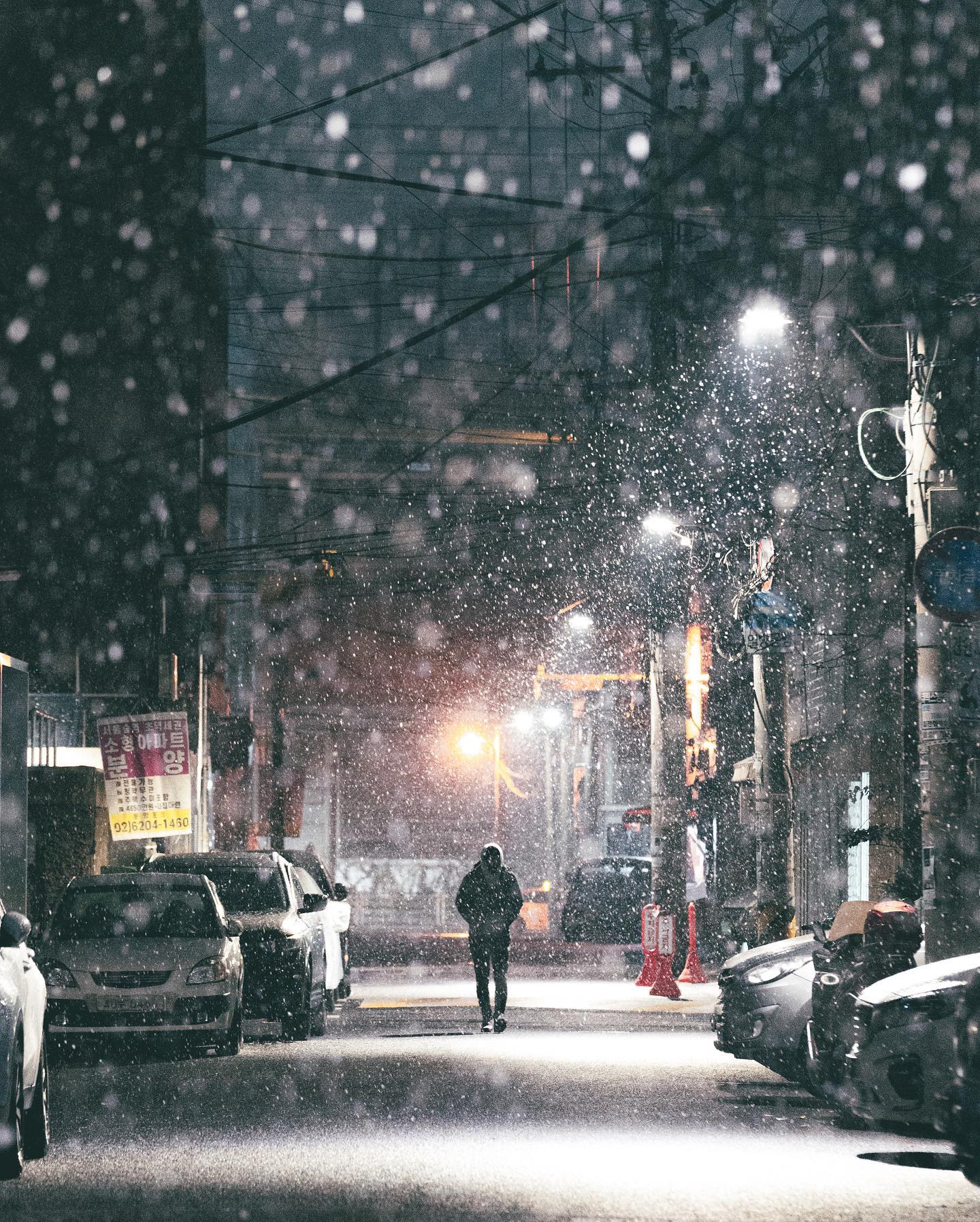 Snow over a street in Seongsu Ward, Seongdong District, Seoul [1440×1796]