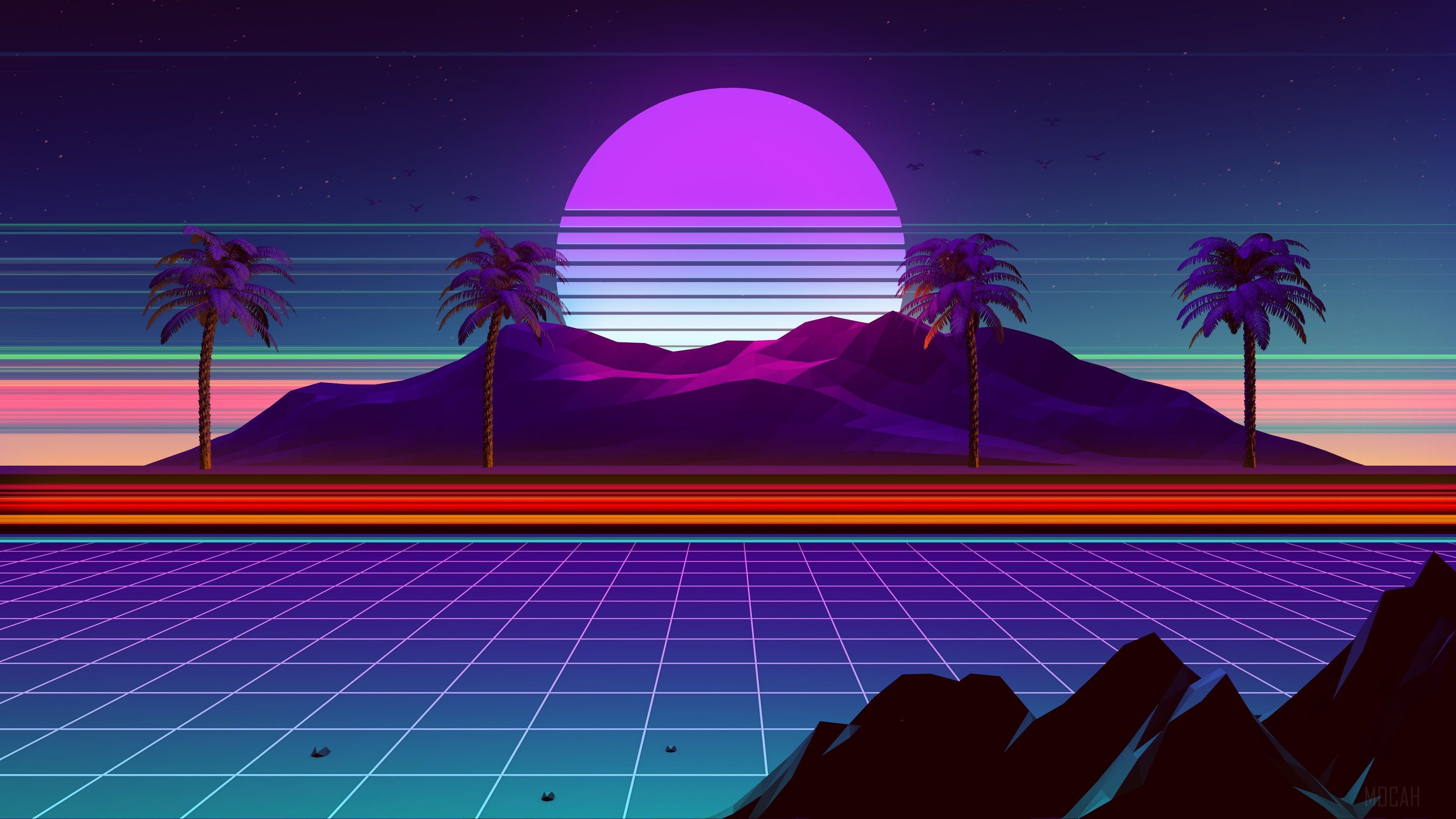 Synthwave 1080P, 2k, 4k HD wallpaper, background free download