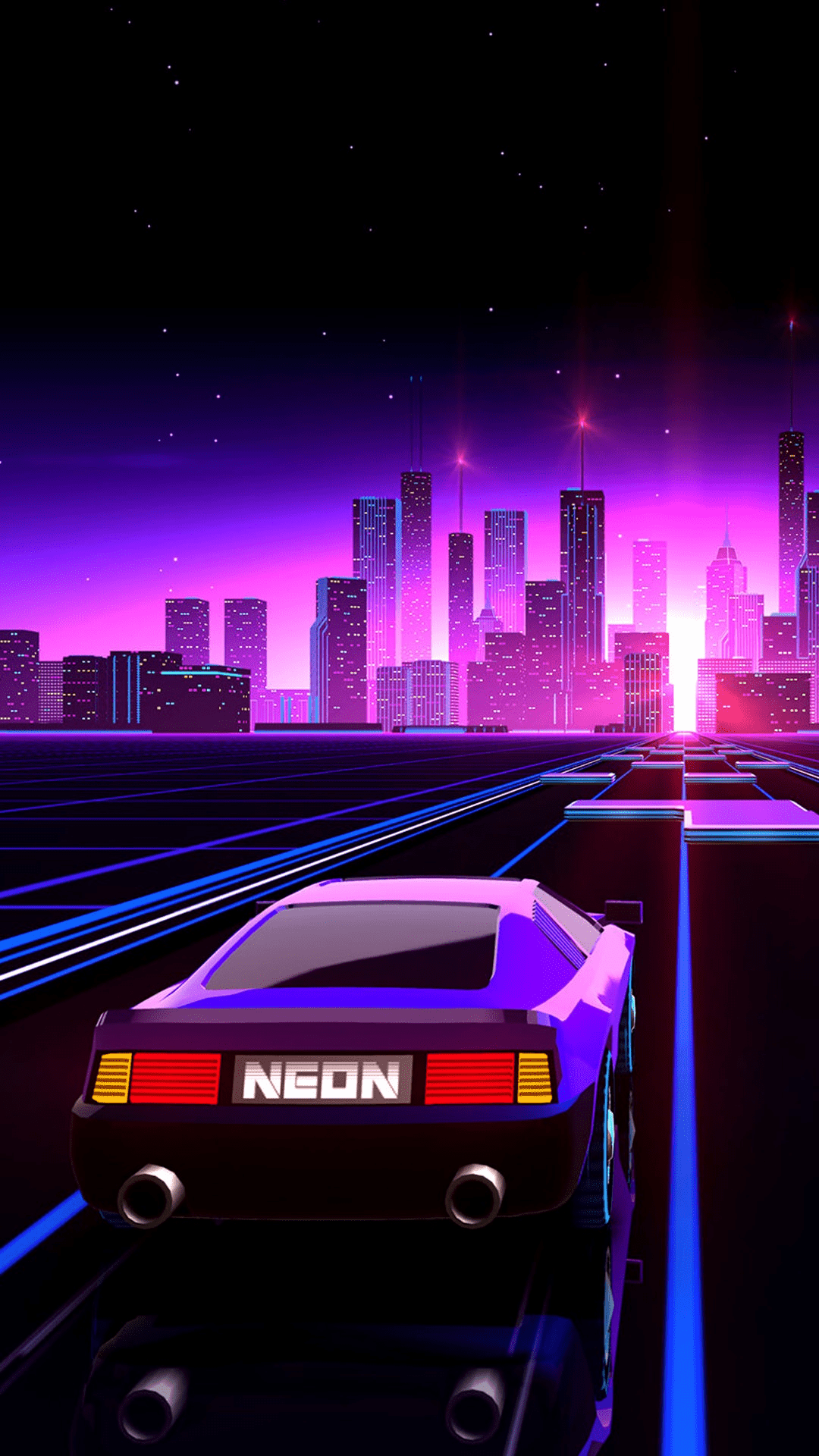 80s car on a highway - Synthwave, cars