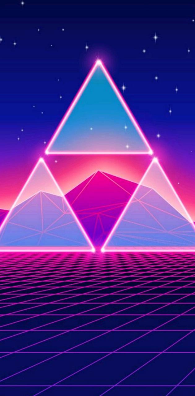 A triangular pyramid in the neon style - Synthwave