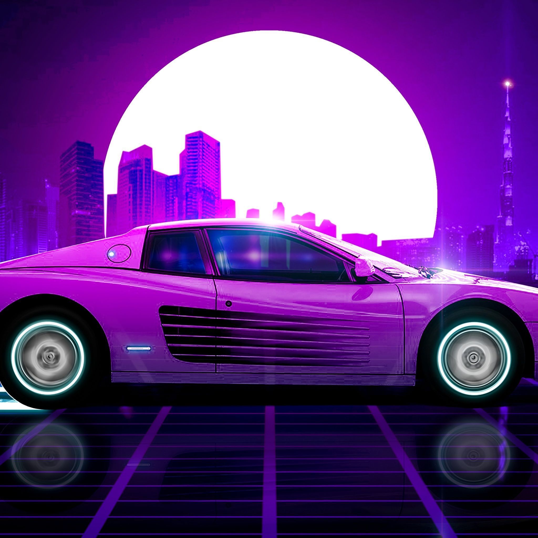 Wallpaper 4k Ferrari Synthwave Wallpaper