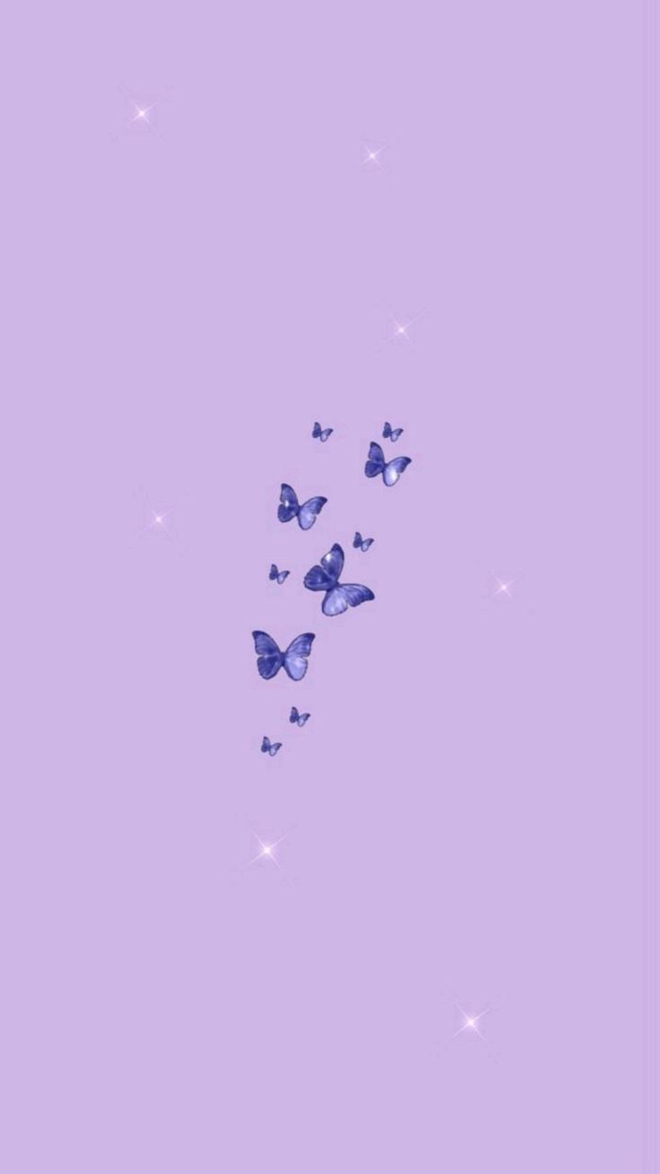 A purple background with butterflies flying in the air - Android