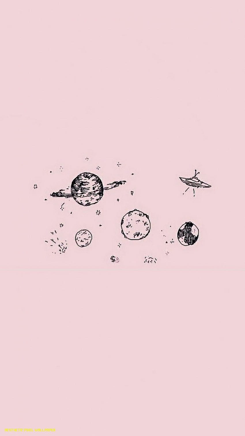 A drawing of the solar system on pink background - Android